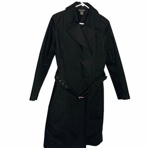 Banana Republic Long Black Rain Trench Coat M
